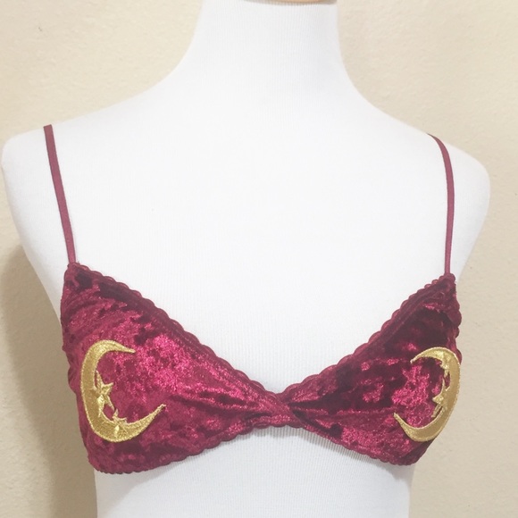 Urban Outfitters Crushed Red Velvet Moon Bra - Picture 3 of 6